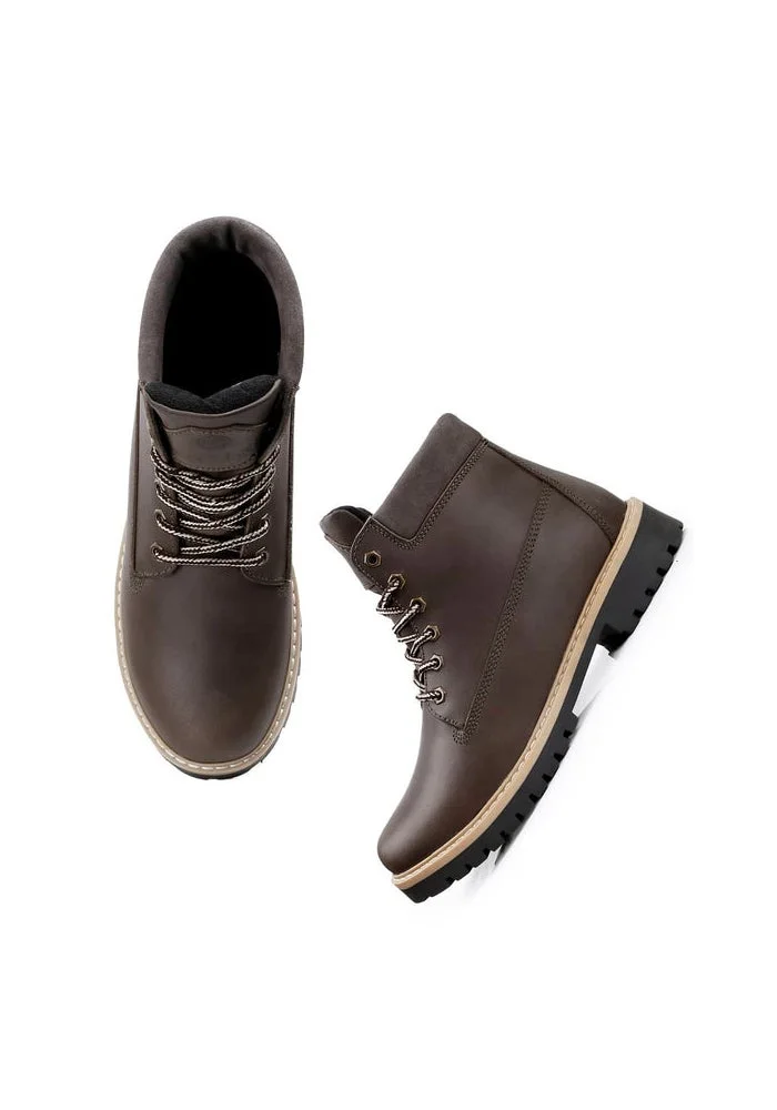 باكا بوتشي حذاء رجالي كلاسيكي بني مقاوم للماء من الجلد الأصلي للمشي لمسافات طويلة